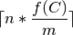 \lceil n * \frac { f(C) }{ m } \rceil